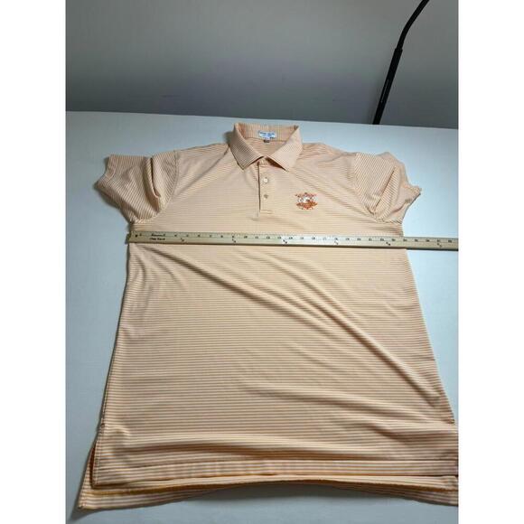 Peter Millar Summer Comfort Short Sleeve Striped Golf Polo Shirt Men's L Orange - Picture 5 of 6